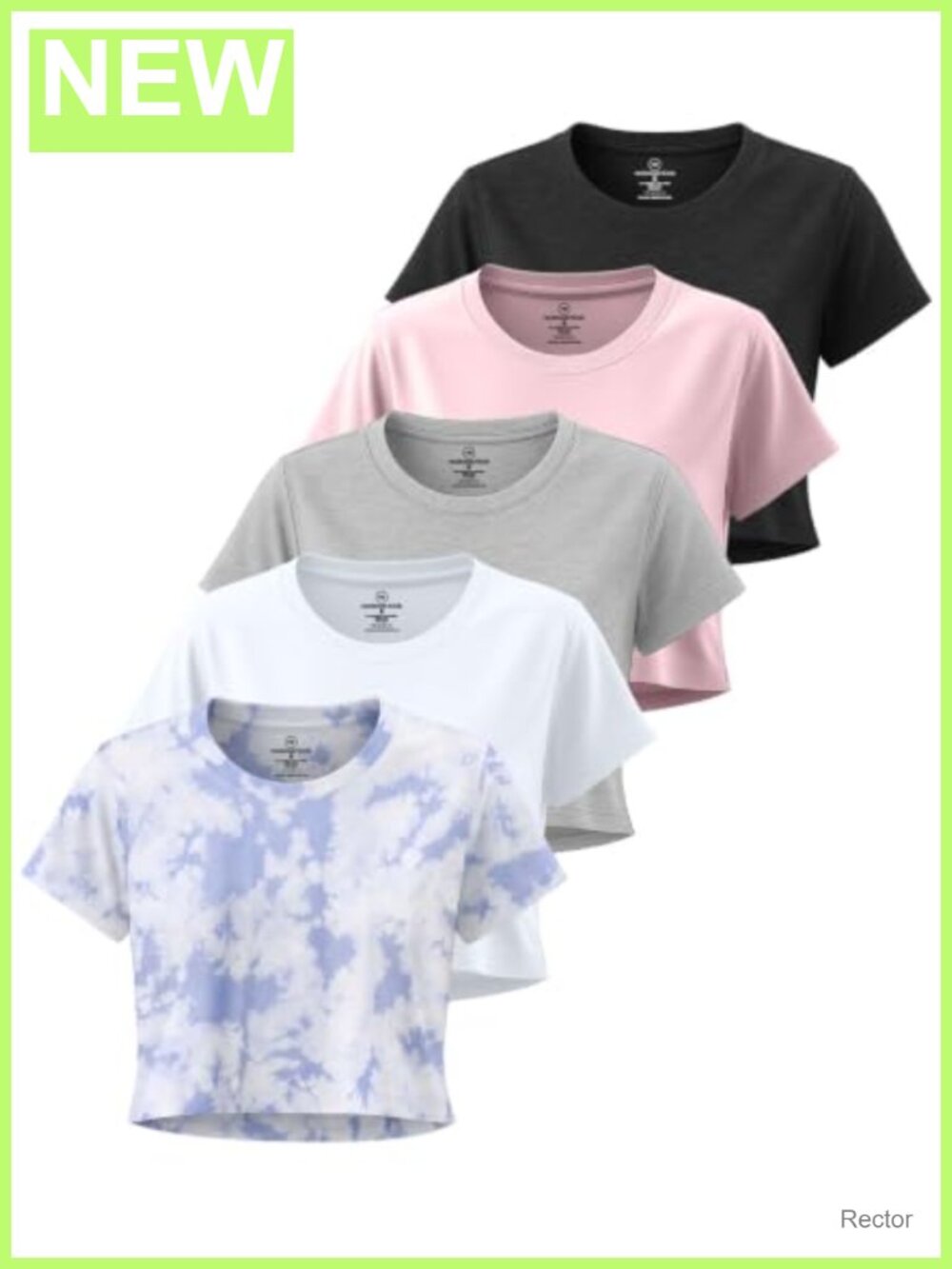 5 Pack Women's Dry Fit Crop Top Workout T Shirts Short Sleeve Athletic Gym